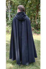 Cloakmakers.com 5821-Washable Charcoal Wool Blend Cloak w/ Black Velveteen Hood Lining and Triple Medallion Clasp