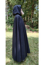 Cloakmakers.com 5821-Washable Charcoal Wool Blend Cloak w/ Black Velveteen Hood Lining and Triple Medallion Clasp
