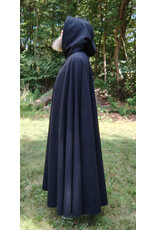 Cloakmakers.com 5821-Washable Charcoal Wool Blend Cloak w/ Black Velveteen Hood Lining and Triple Medallion Clasp