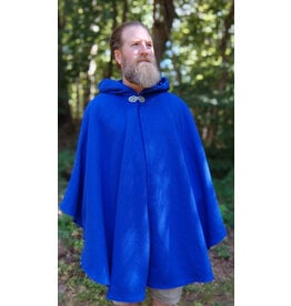 Cloakmakers.com 5822-Rich Blue Wool Blend Cloak w/ Gothic Rose Clasp & Four Pockets