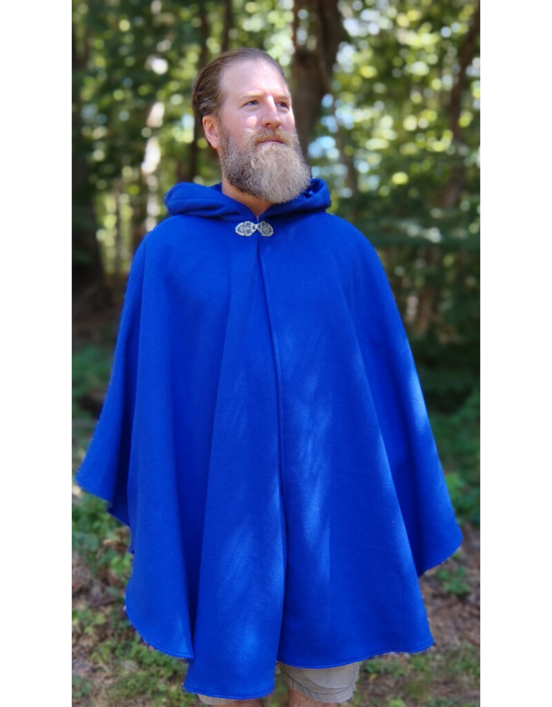Cloakmakers.com 5822-Rich Blue Wool Blend Cloak w/ Gothic Rose Clasp & Four Pockets