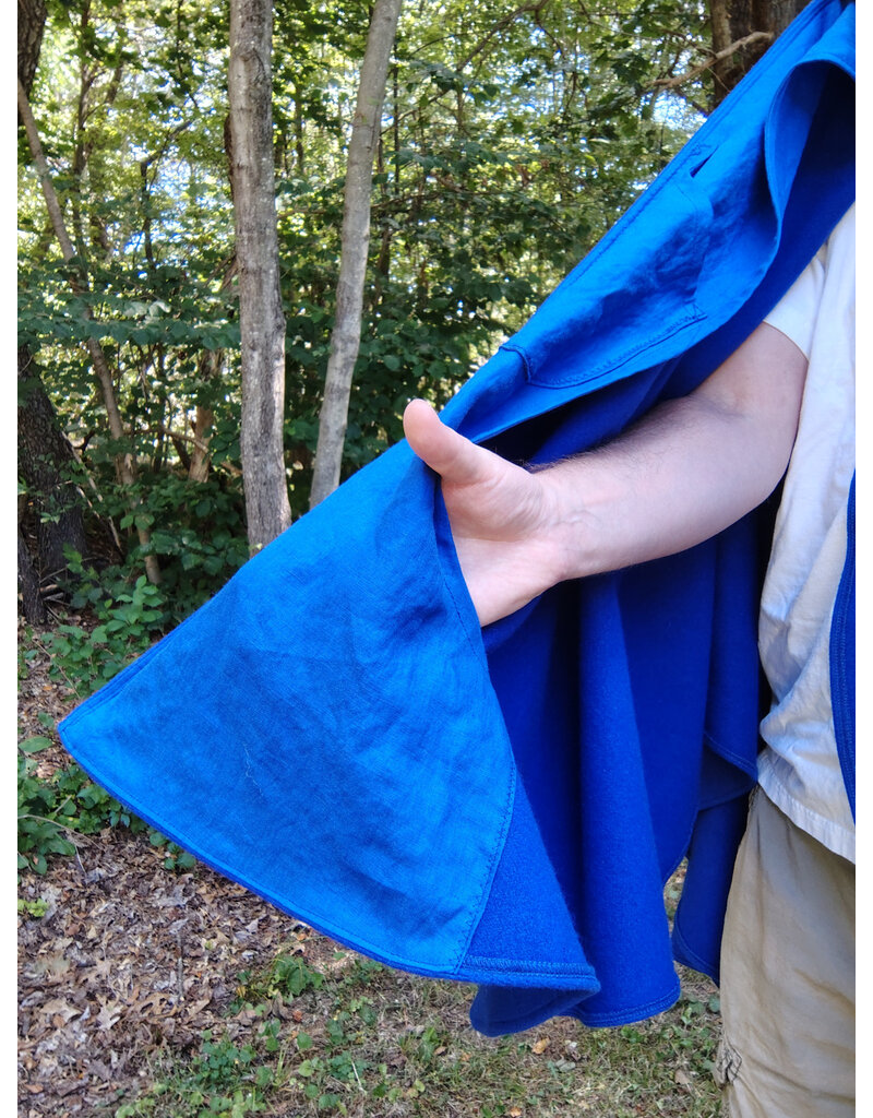 Cloakmakers.com 5822-Rich Blue Wool Blend Cloak w/ Gothic Rose Clasp & Four Pockets