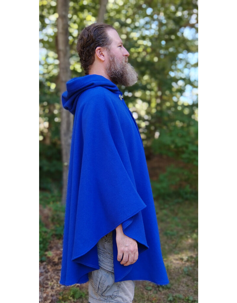 Cloakmakers.com 5822-Rich Blue Wool Blend Cloak w/ Gothic Rose Clasp & Four Pockets