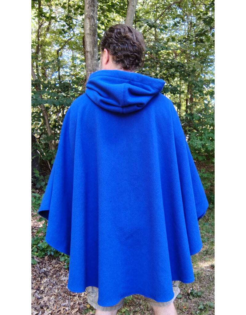 Cloakmakers.com 5822-Rich Blue Wool Blend Cloak w/ Gothic Rose Clasp & Four Pockets