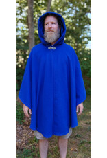 Cloakmakers.com 5822-Rich Blue Wool Blend Cloak w/ Gothic Rose Clasp & Four Pockets