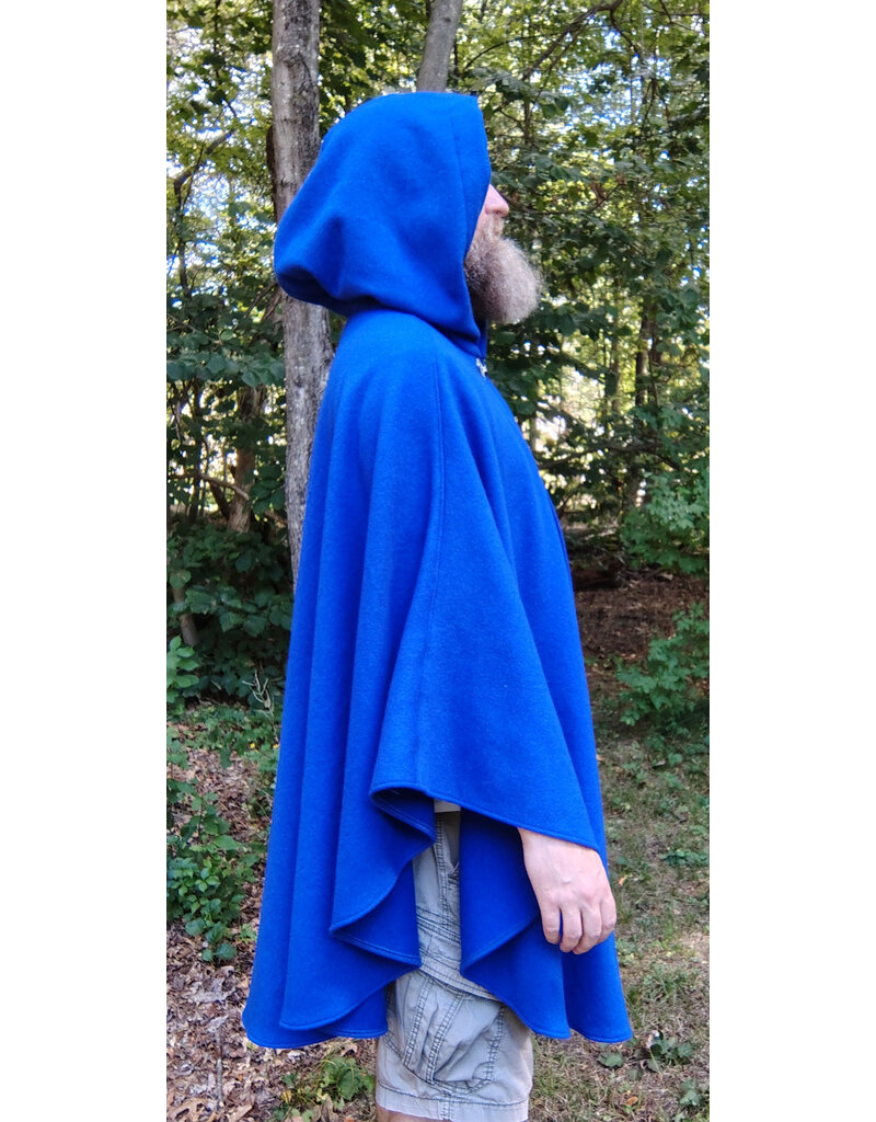 Cloakmakers.com 5822-Rich Blue Wool Blend Cloak w/ Gothic Rose Clasp & Four Pockets