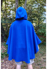 Cloakmakers.com 5822-Rich Blue Wool Blend Cloak w/ Gothic Rose Clasp & Four Pockets