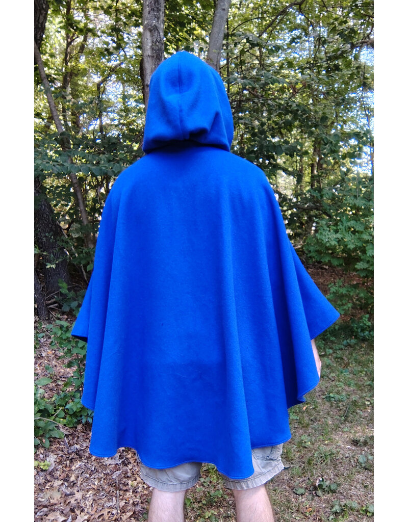 Cloakmakers.com 5822-Rich Blue Wool Blend Cloak w/ Gothic Rose Clasp & Four Pockets