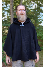 Cloakmakers.com 5823-Black Wool Blend Cloak w/ Black Hood Lining & Silver Toned Clasp