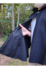 Cloakmakers.com 5823-Black Wool Blend Cloak w/ Black Hood Lining & Silver Toned Clasp