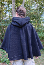 Cloakmakers.com 5823-Black Wool Blend Cloak w/ Black Hood Lining & Silver Toned Clasp