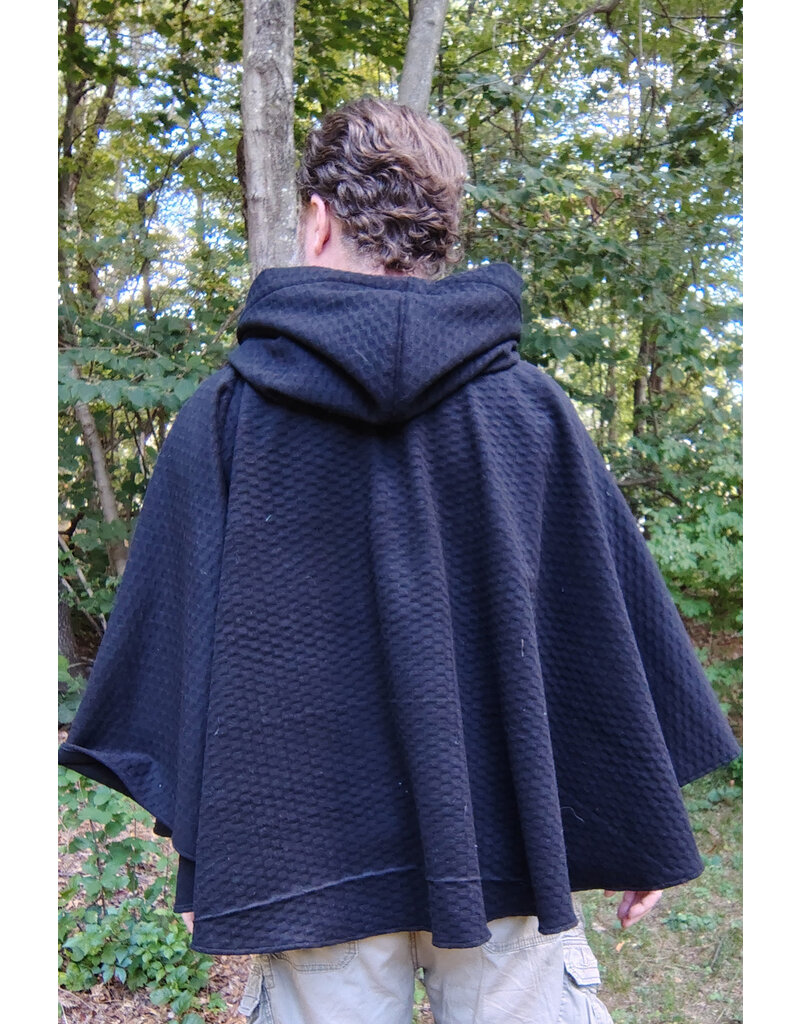 Cloakmakers.com 5823-Black Wool Blend Cloak w/ Black Hood Lining & Silver Toned Clasp