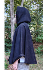 Cloakmakers.com 5823-Black Wool Blend Cloak w/ Black Hood Lining & Silver Toned Clasp