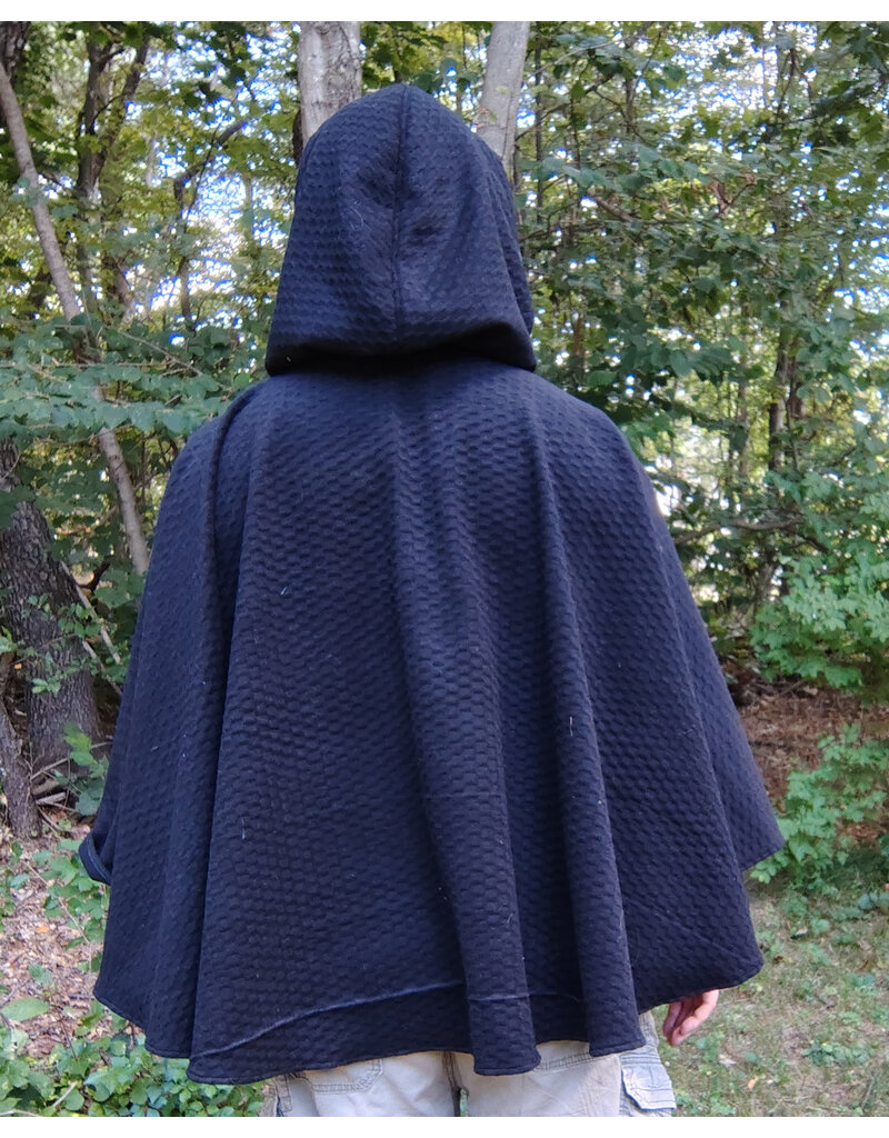 Cloakmakers.com 5823-Black Wool Blend Cloak w/ Black Hood Lining & Silver Toned Clasp