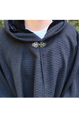Cloakmakers.com 5823-Black Wool Blend Cloak w/ Black Hood Lining & Silver Toned Clasp