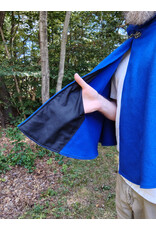 Cloakmakers.com 5824-Rich Blue Wool Blend Cloak w/ Black Hood Lining & Pockets
