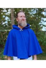 Cloakmakers.com 5824-Rich Blue Wool Blend Cloak w/ Black Hood Lining & Pockets