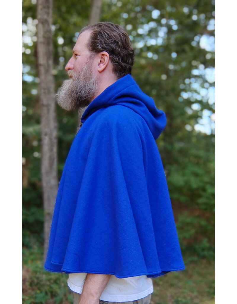Cloakmakers.com 5824-Rich Blue Wool Blend Cloak w/ Black Hood Lining & Pockets