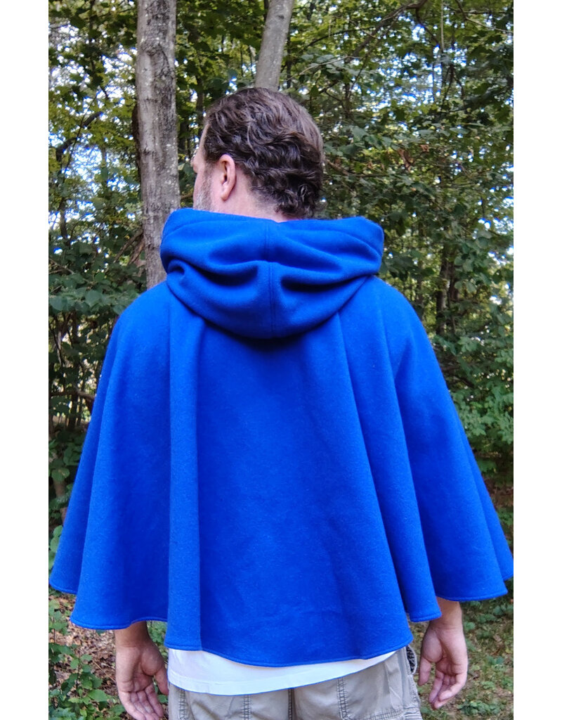 Cloakmakers.com 5824-Rich Blue Wool Blend Cloak w/ Black Hood Lining & Pockets