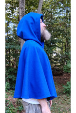 Cloakmakers.com 5824-Rich Blue Wool Blend Cloak w/ Black Hood Lining & Pockets