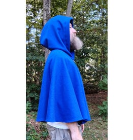 Cloakmakers.com 5824-Rich Blue Wool Blend Cloak w/ Black Hood Lining & Pockets