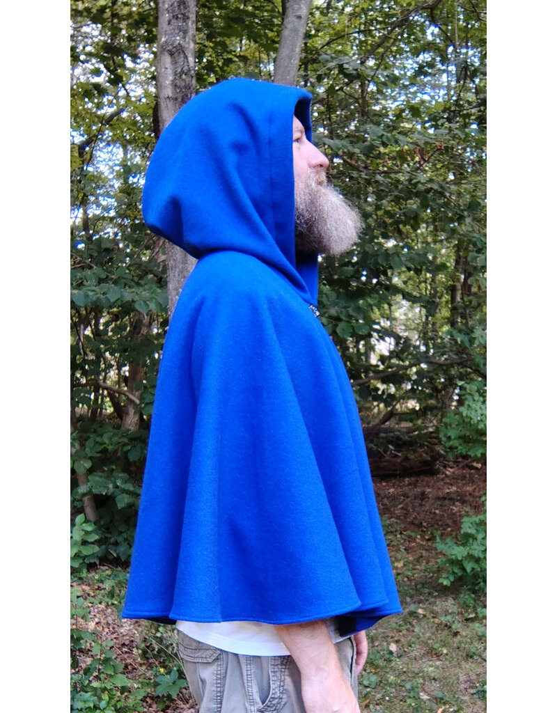 Cloakmakers.com 5824-Rich Blue Wool Blend Cloak w/ Black Hood Lining & Pockets