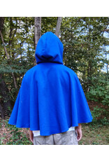 Cloakmakers.com 5824-Rich Blue Wool Blend Cloak w/ Black Hood Lining & Pockets