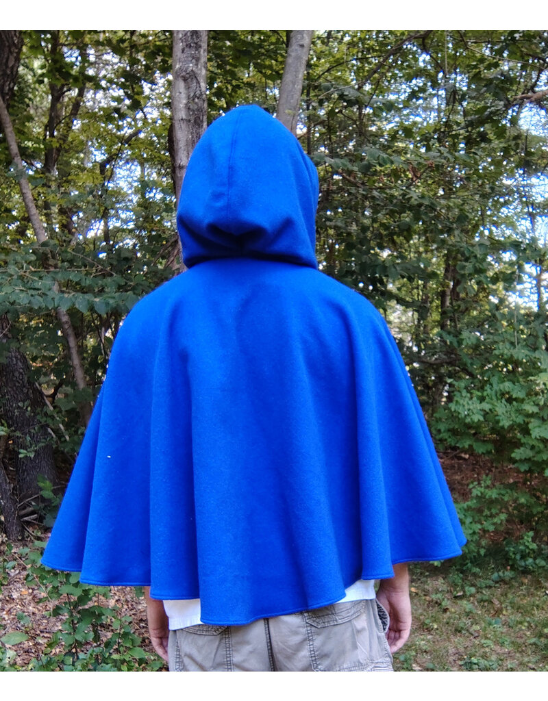 Cloakmakers.com 5824-Rich Blue Wool Blend Cloak w/ Black Hood Lining & Pockets