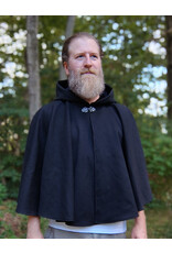 Cloakmakers.com 5825-Washable Black Woven Wool Cloak w/ Black Hood Lining & Pockets