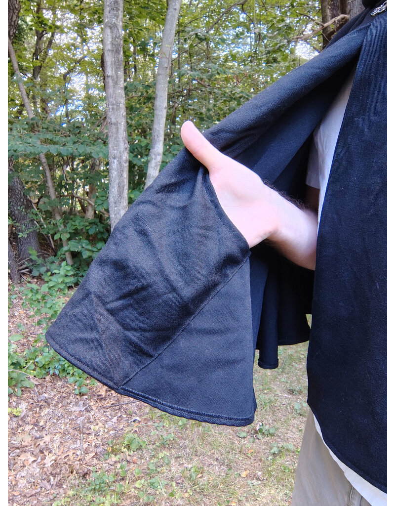 Cloakmakers.com 5825-Washable Black Woven Wool Cloak w/ Black Hood Lining & Pockets