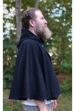 Cloakmakers.com 5825-Washable Black Woven Wool Cloak w/ Black Hood Lining & Pockets