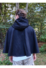 Cloakmakers.com 5825-Washable Black Woven Wool Cloak w/ Black Hood Lining & Pockets
