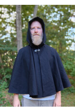 Cloakmakers.com 5825-Washable Black Woven Wool Cloak w/ Black Hood Lining & Pockets