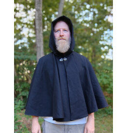 Cloakmakers.com 5825-Washable Black Woven Wool Cloak w/ Black Hood Lining & Pockets