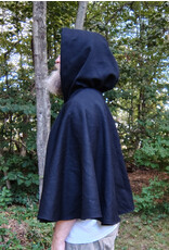 Cloakmakers.com 5825-Washable Black Woven Wool Cloak w/ Black Hood Lining & Pockets