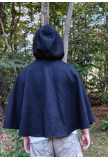 Cloakmakers.com 5825-Washable Black Woven Wool Cloak w/ Black Hood Lining & Pockets