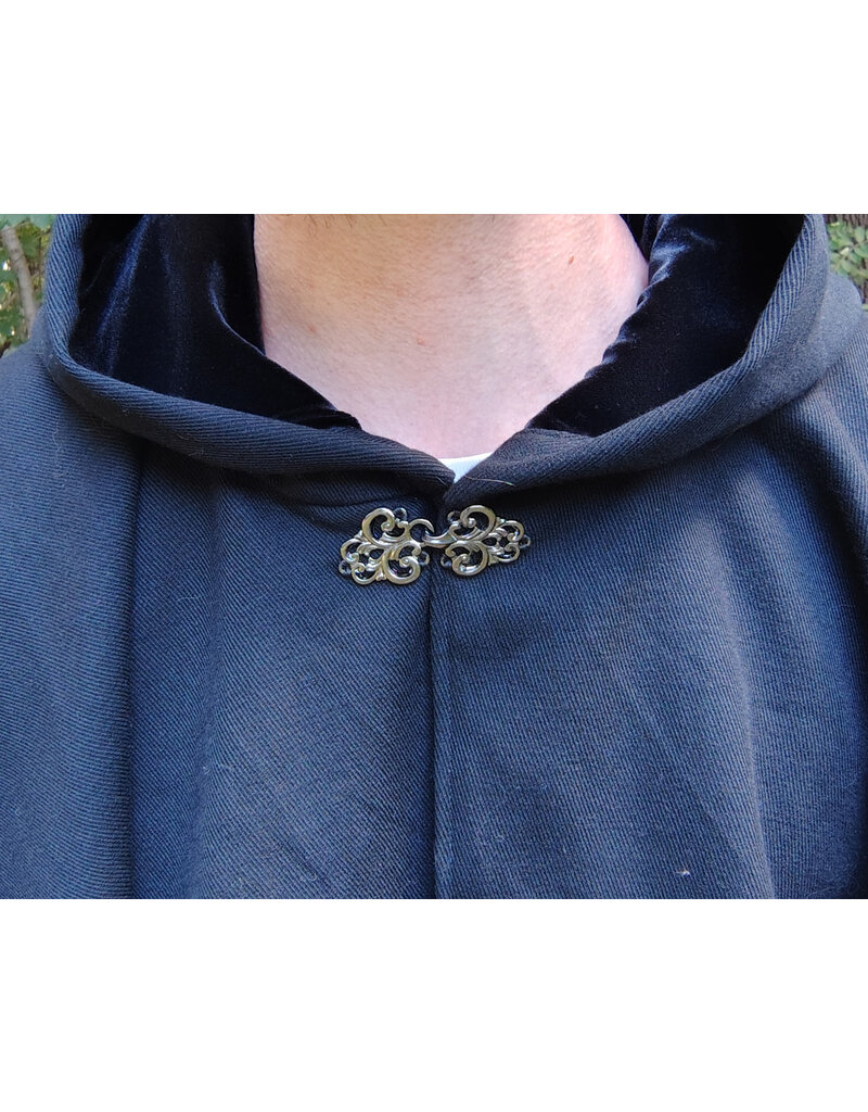Cloakmakers.com 5825-Washable Black Woven Wool Cloak w/ Black Hood Lining & Pockets