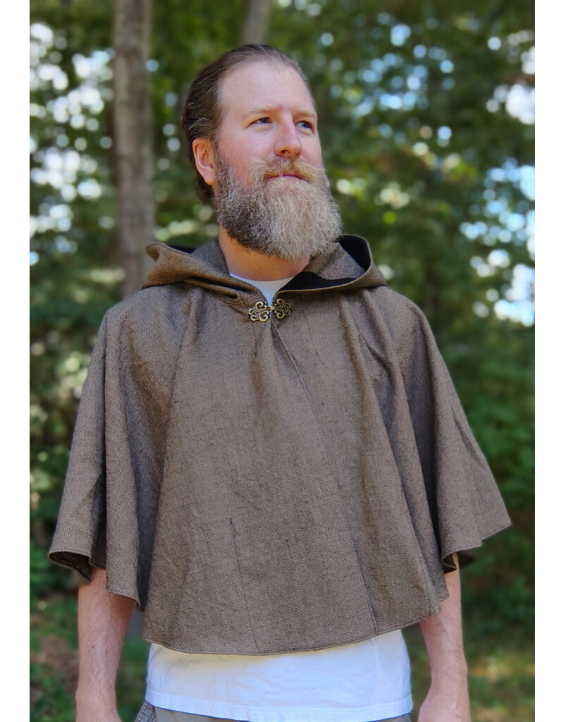 Cloakmakers.com 5826-Washable Cotton Twill Cloak w/ Black Concentric Diamond Pattern & Pockets