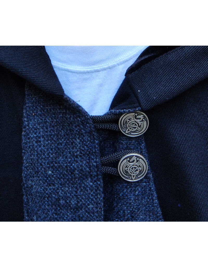 Cloakmakers.com 5827-Washable Black Wool Cloak w/ Dragon Embroidery & Buttons Plus Two Pockets