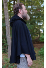 Cloakmakers.com 5827-Washable Black Wool Cloak w/ Dragon Embroidery & Buttons Plus Two Pockets