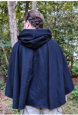 Cloakmakers.com 5827-Washable Black Wool Cloak w/ Dragon Embroidery & Buttons Plus Two Pockets