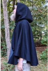 Cloakmakers.com 5827-Washable Black Wool Cloak w/ Dragon Embroidery & Buttons Plus Two Pockets