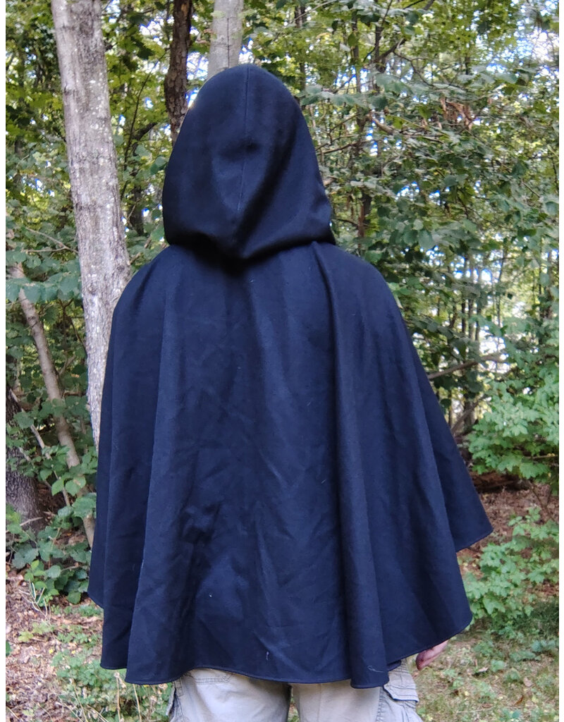 Cloakmakers.com 5827-Washable Black Wool Cloak w/ Dragon Embroidery & Buttons Plus Two Pockets