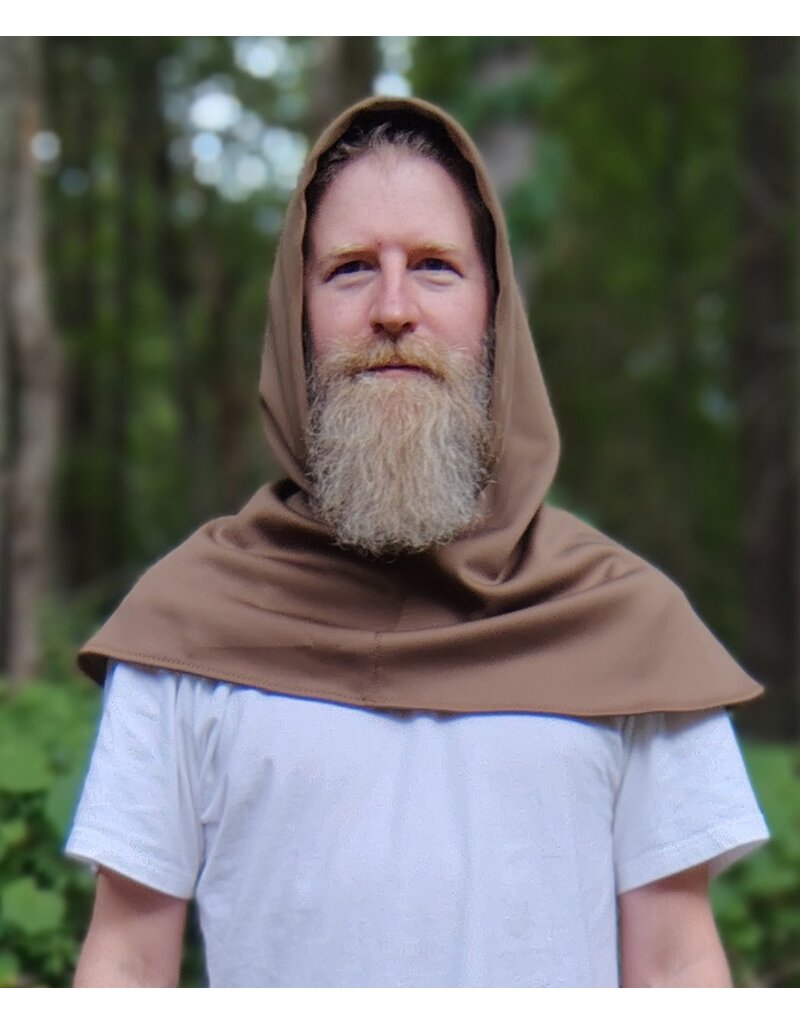 Cloakmakers.com H544-Washable Light Brown Hard Faced Fleece Hooded Cowl