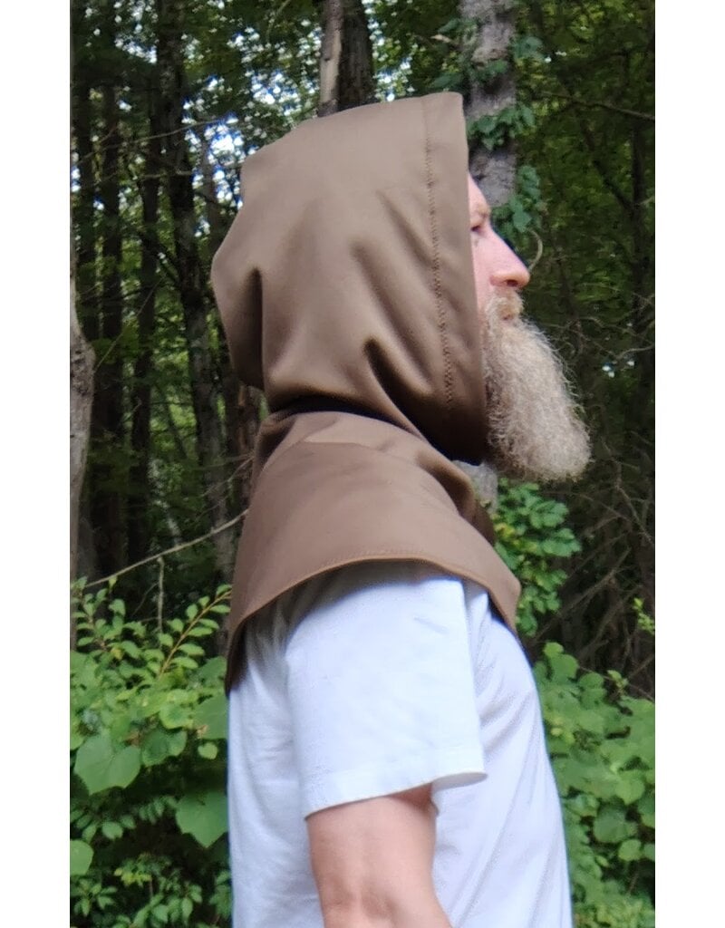 Cloakmakers.com H544-Washable Light Brown Hard Faced Fleece Hooded Cowl