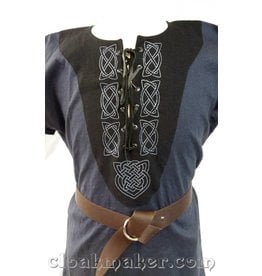 J573 - Blue Linen Viking Tunic with Hippocampus Embroidery on Black  Applique - S/M - Cloak & Dagger Creations