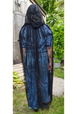 Cloakmakers.com 5754-Washable Sheer Lace Black Hooded Cloak w/Floral Pattern
