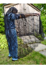 Cloakmakers.com 5754-Washable Sheer Lace Black Hooded Cloak w/Floral Pattern