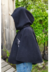 Cloakmakers.com 5832-Washable Black Wool Cloak w/ Silver Bat Embroidery & Black Interior Pockets