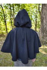 Cloakmakers.com 5832-Washable Black Wool Cloak w/ Silver Bat Embroidery & Black Interior Pockets